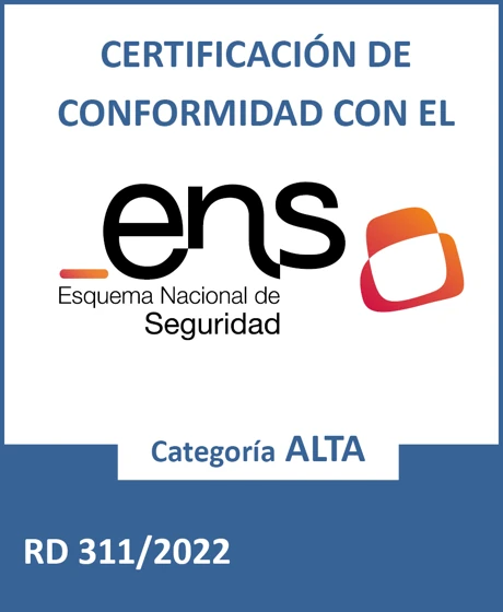 Distintivo de certificación de conformidad con el ENS, categoría Alta, RD 311/2022